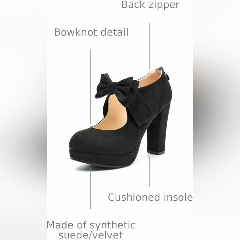 (49-4331) fereshte Women's Platform Mary Jane Pumps with Bow Sz 37 (6.5)